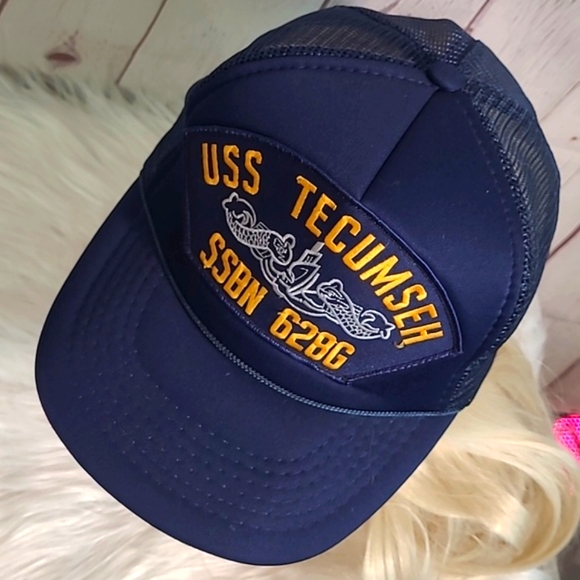 USS Tecumseh SSBN-6286 Mesh Snapback Cap Hat Navy Blue Boat Submarine Ship - Picture 13 of 16